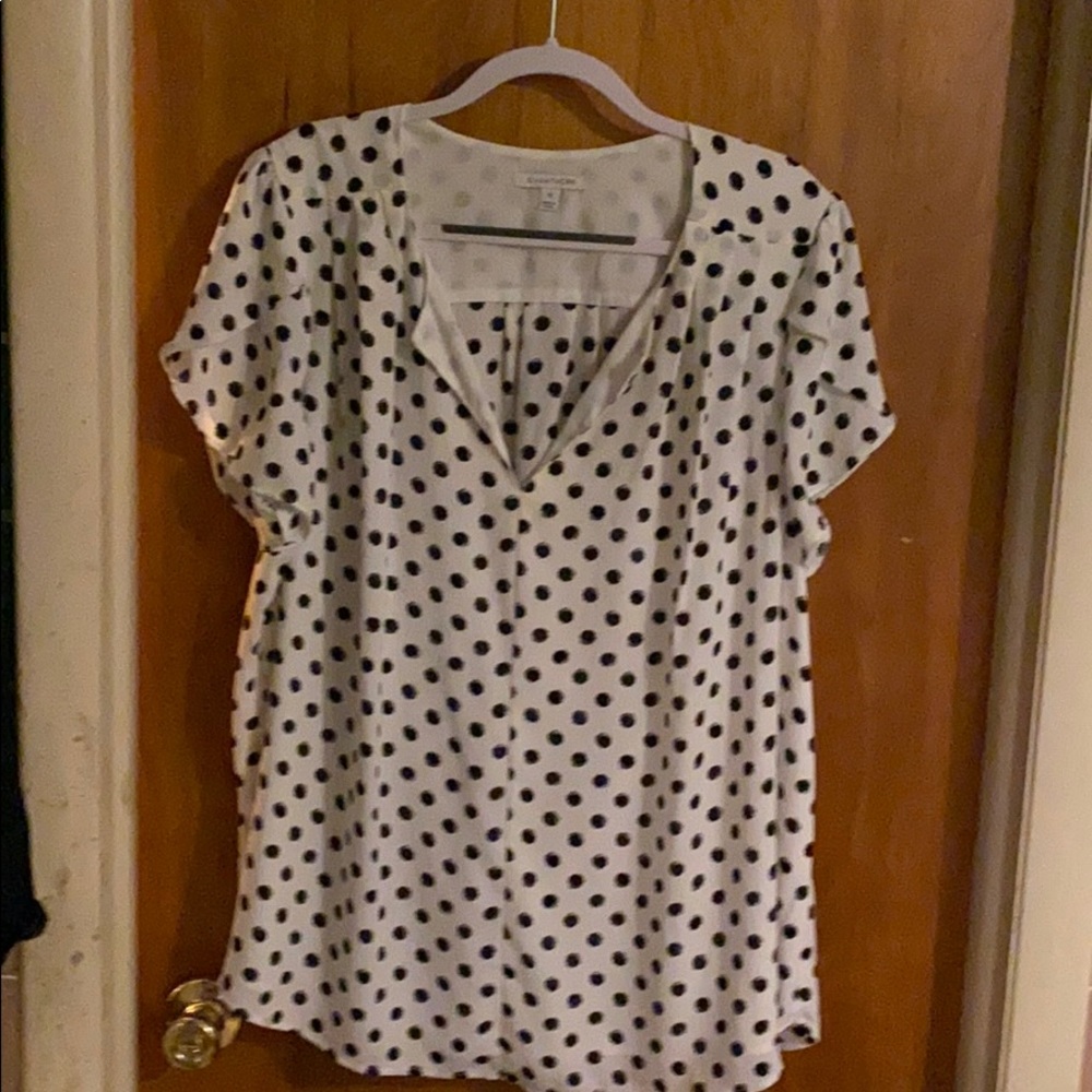Split neck polka dot blouse